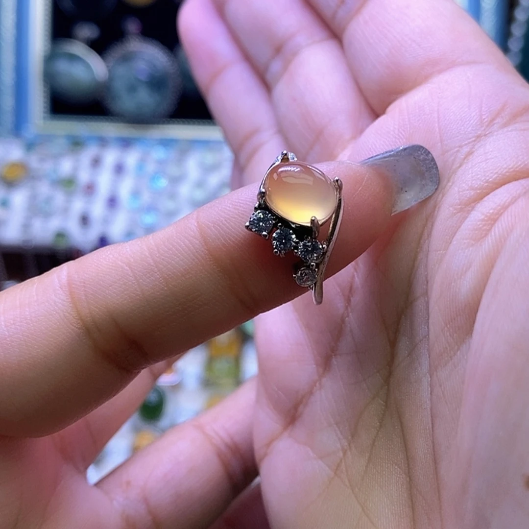 岫玉银S925镶嵌戒指