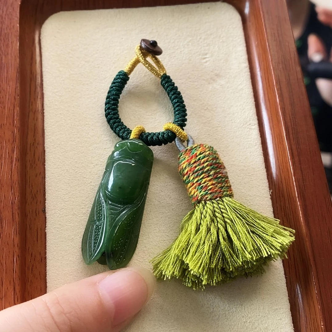 和田玉（碧玉）未镶嵌挂件和田玉钥匙扣