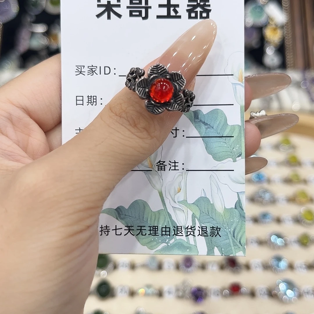 银S925镶嵌戒指石榴石