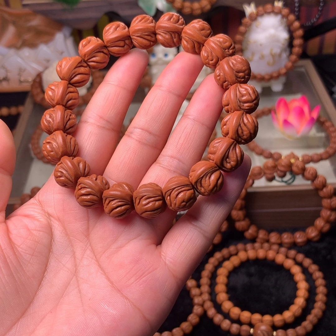 沉***—吊坠桃核双脊龙手串15