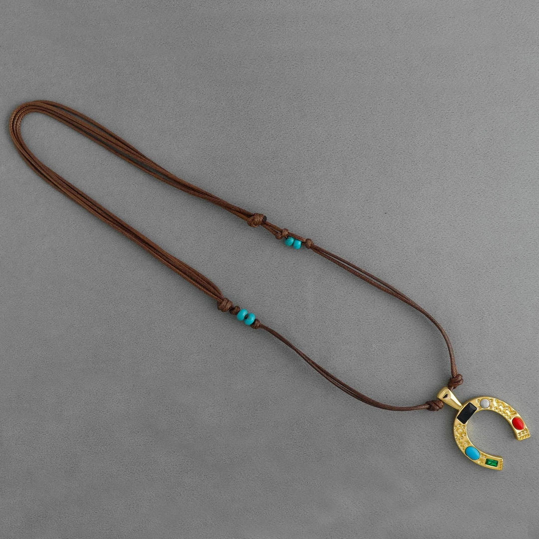 非金属布艺项链 宝藏屋马蹄项链 度假风藏式简约个性可调节