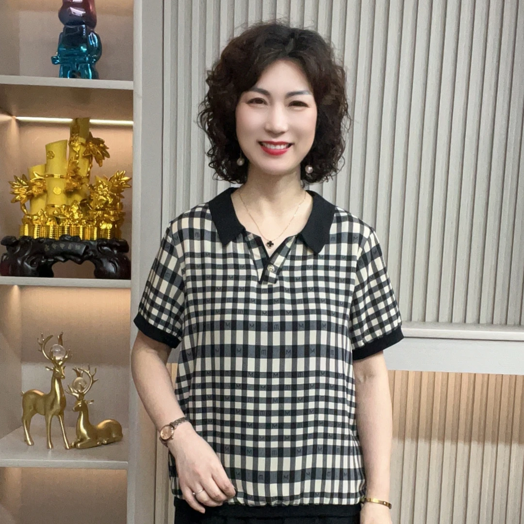 妈妈装流行欧若拉时尚潮牌女装宽松夏装女士独特漂亮小衫休闲短袖