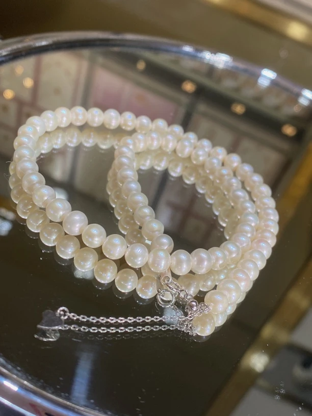 925银银制品 925银 6-6.5mm珍珠项链