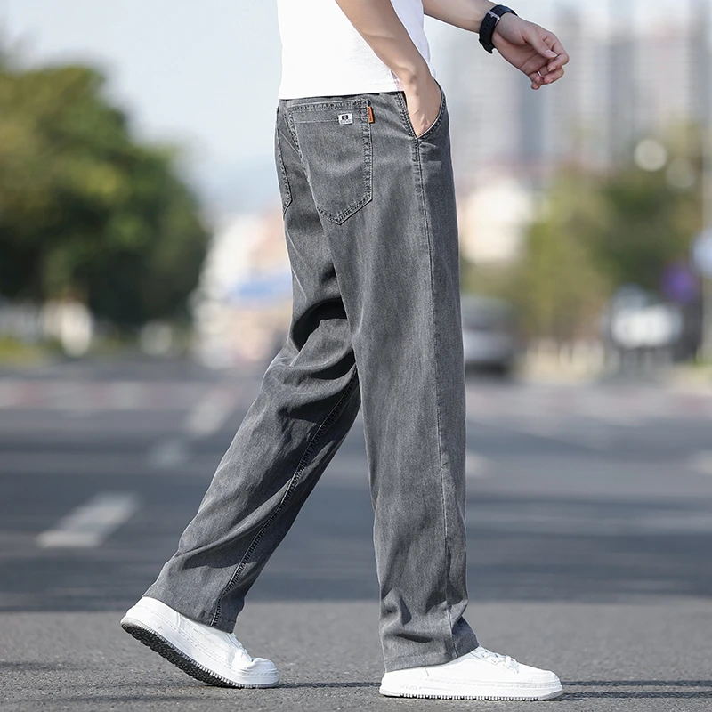 2025新款夏季天丝薄款男士牛仔裤潮牌商务宽松休闲长裤子男