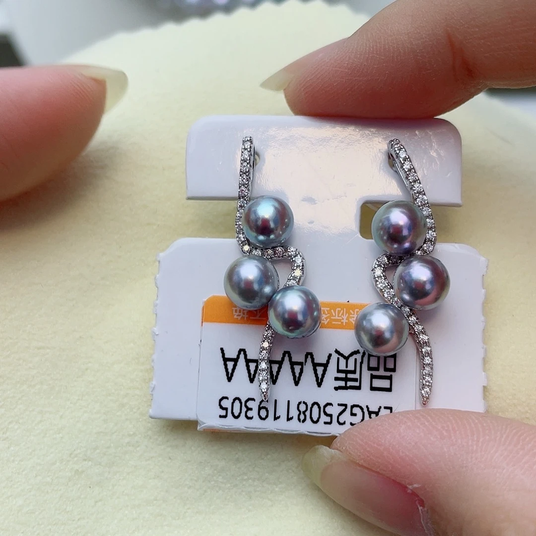 银S925镶嵌耳饰海水珍珠w52