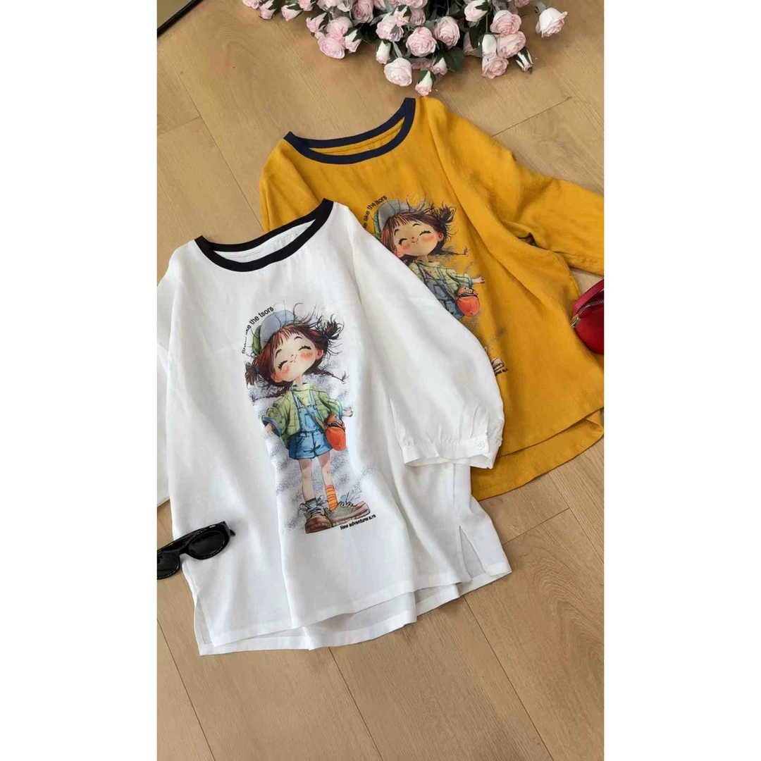 TY7 【小女孩】定制款简约百搭休闲天丝苎麻衫（衣长63）