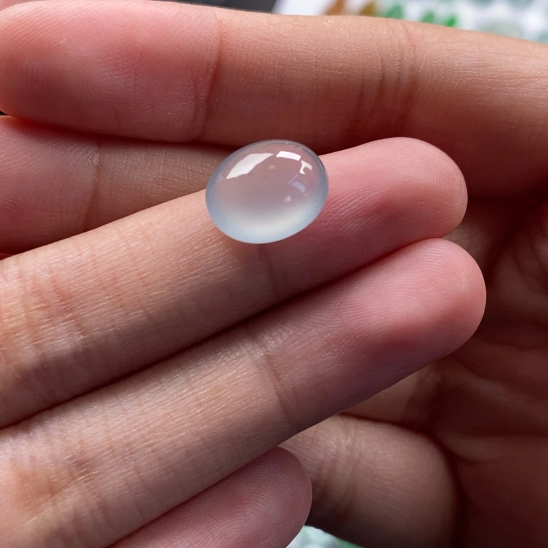 翡翠裸石冰胶蓝底蛋面