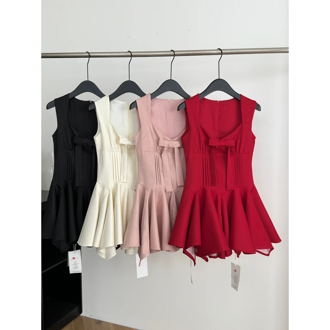 Lazy Didi玫瑰人生 四米裙摆公主裙蝴蝶结千金感无袖收腰连衣裙