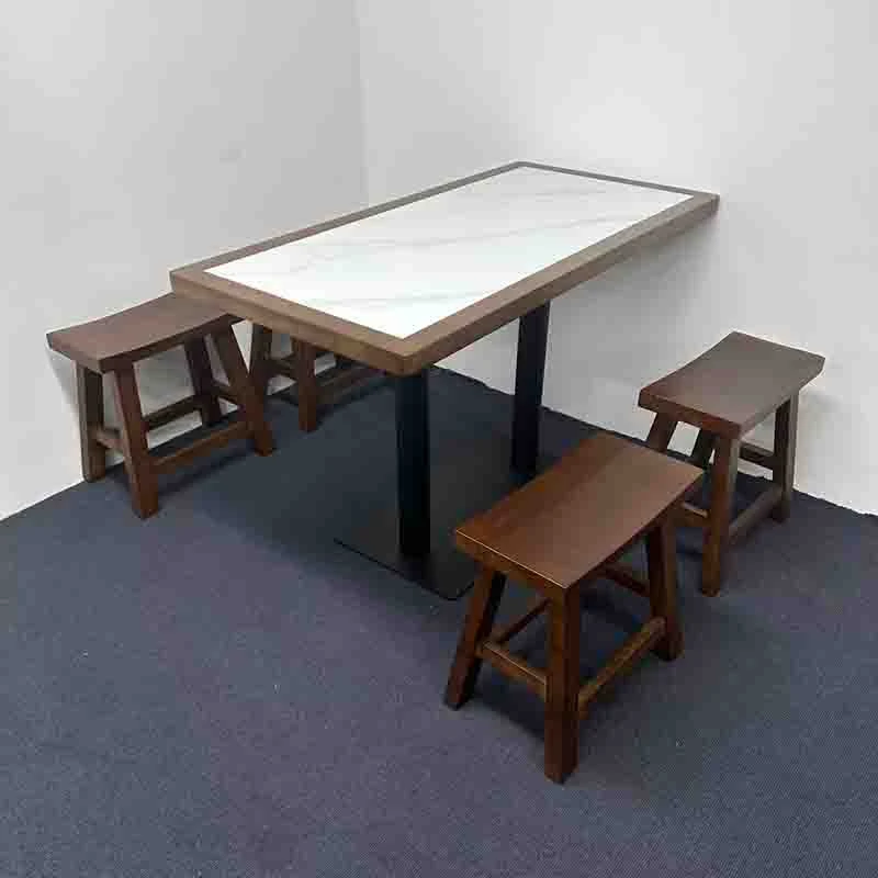 面馆云吞米螺丝粉沙县小吃甜品奶茶冷饮饭店实木包岩板餐桌椅定制