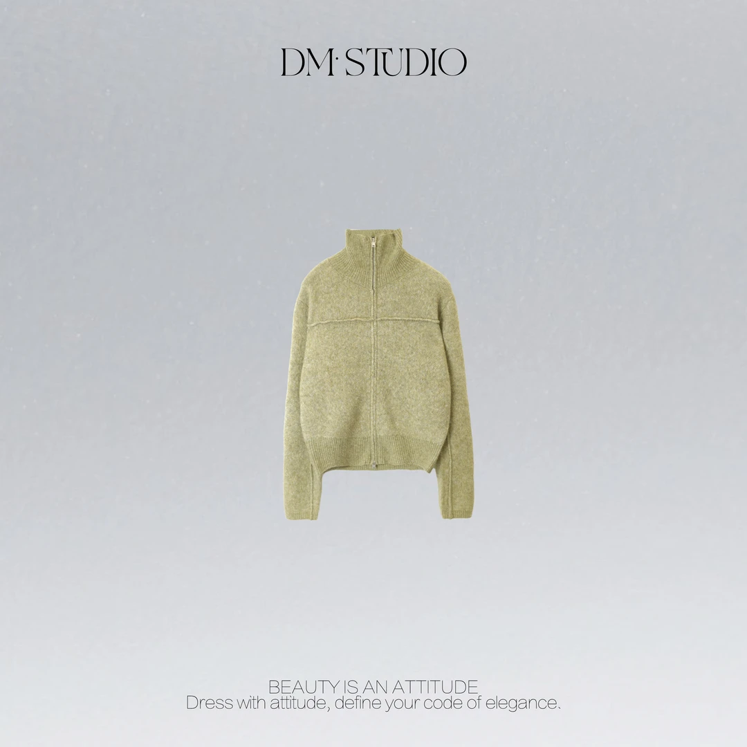 DEDM•STUDIO/纯色极简风气质百搭显瘦拉链款针织开衫2511ZZS/6672