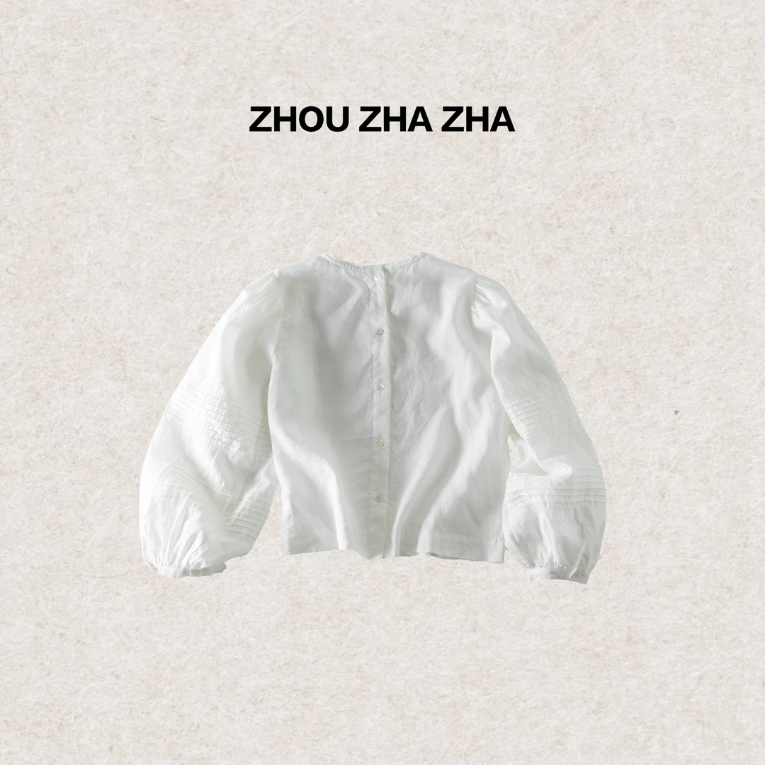 【周炸炸】法式文艺苎麻灯笼袖简约百搭衬衫#250409