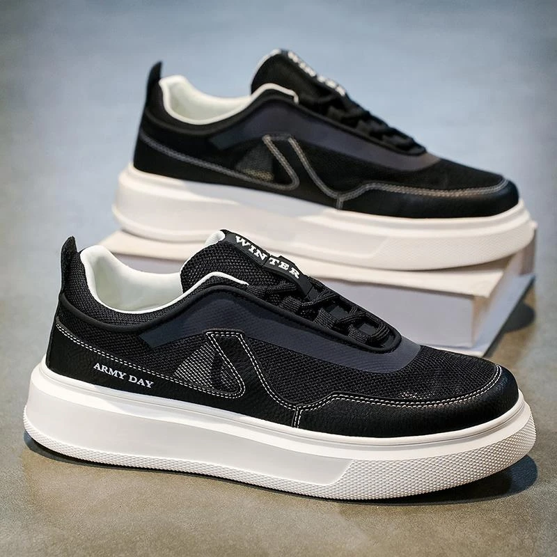 路易圣戈希男鞋夏季网面透气百搭休闲运动防滑男士工作厚底增高