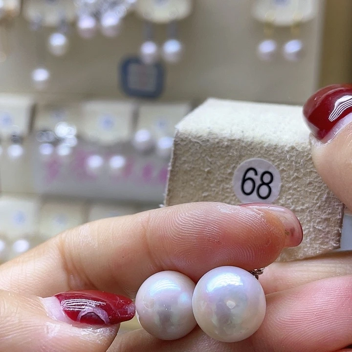 淡水珍珠耳饰银S925镶嵌