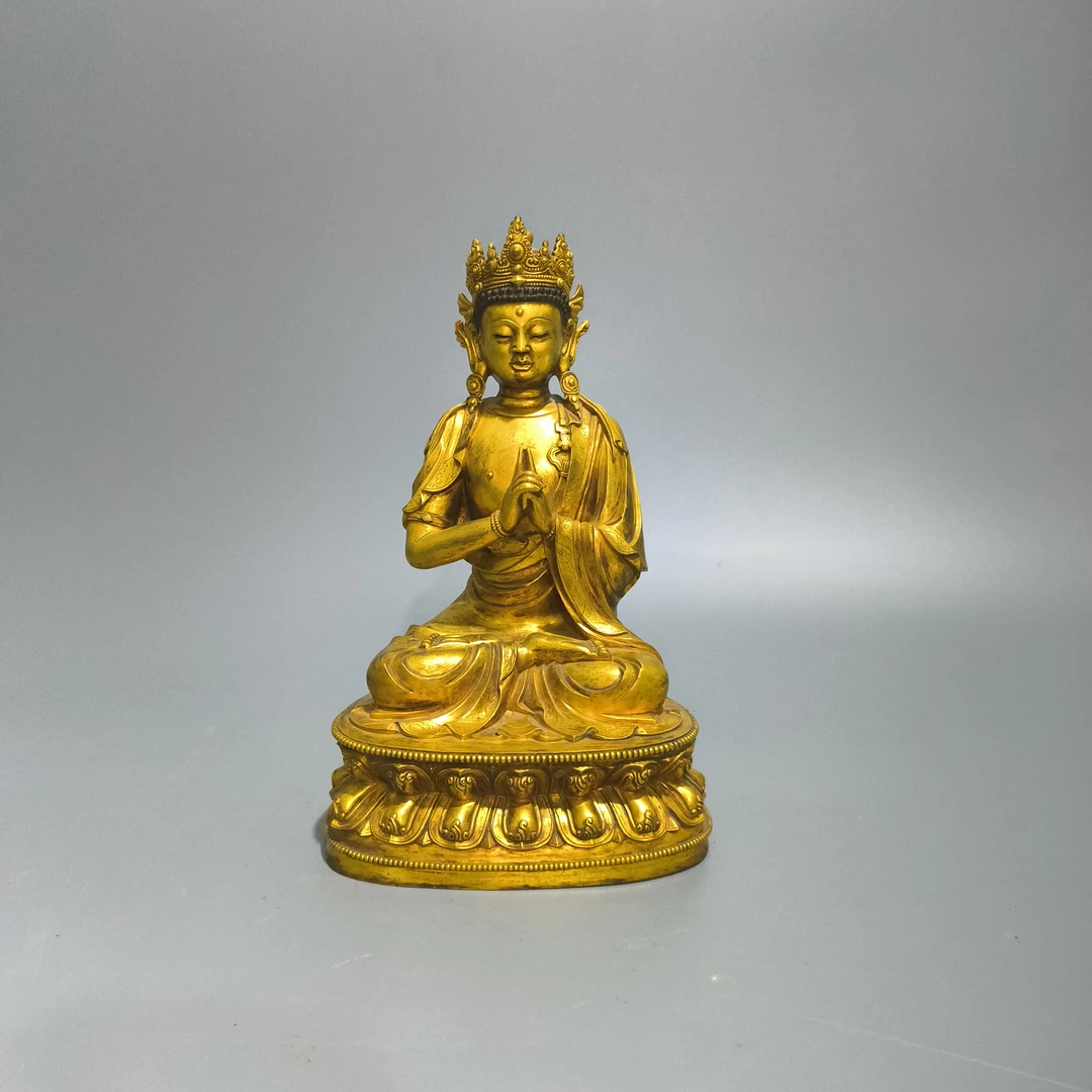 lot9  清代  铜鎏金观音造像