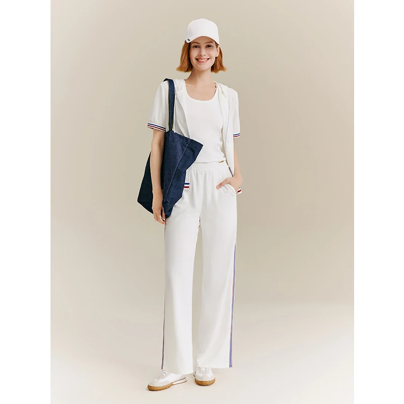 十二篮专选25夏新款运动休闲真丝针织长裤女7C65220280