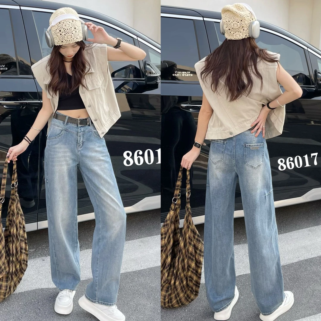 2025-春季新品女士简约大气显瘦阔腿牛仔裤【86017】
