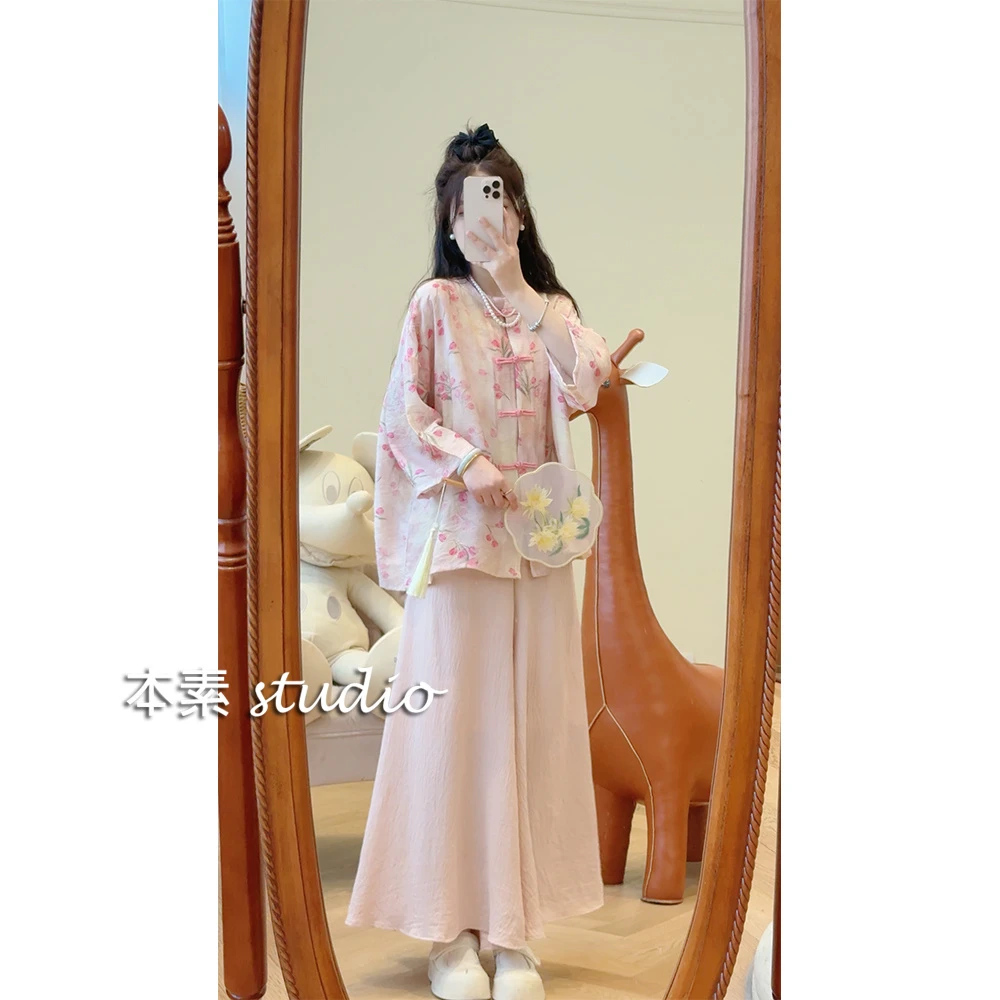 C4321印花盘扣立领衬衫