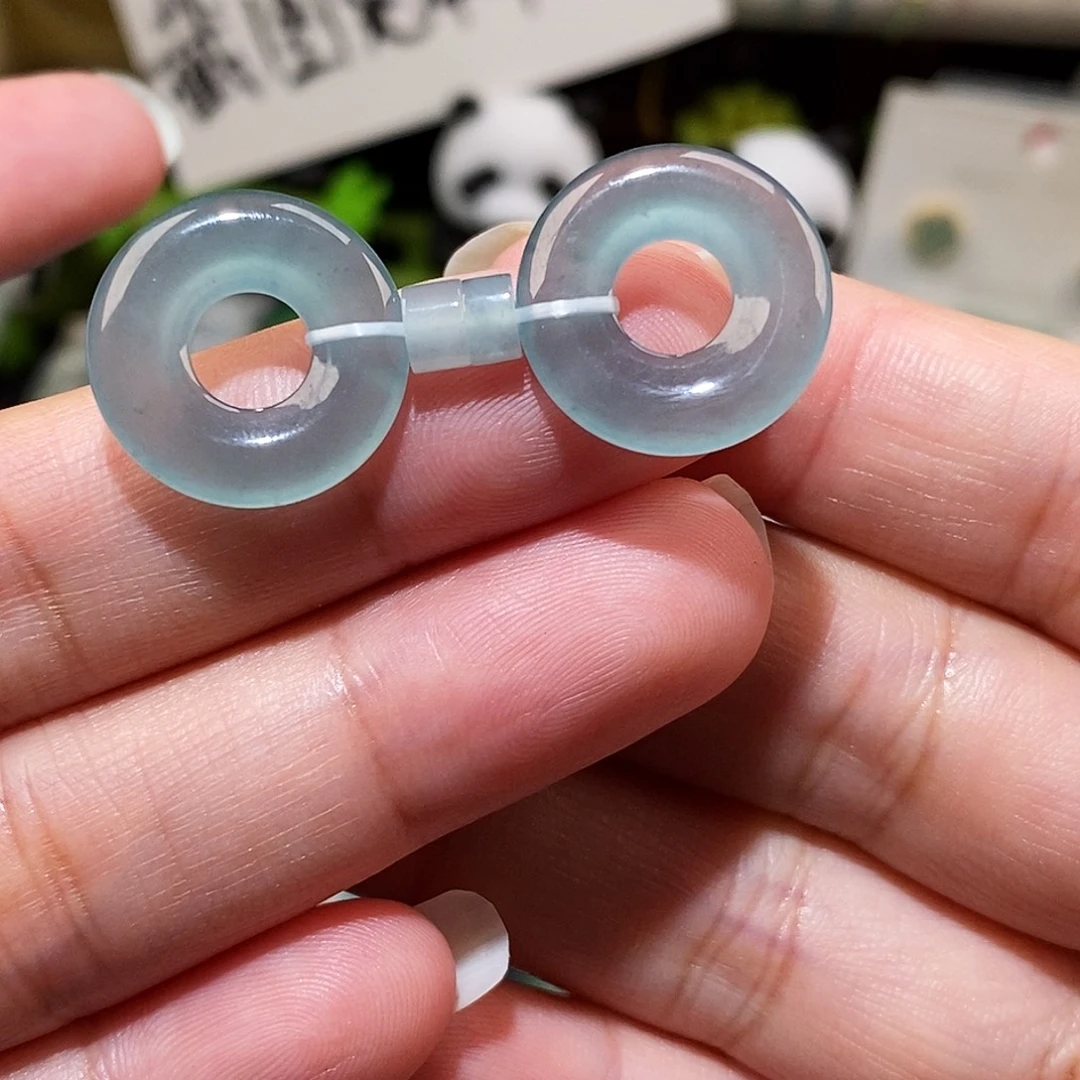 翡翠未镶嵌颈饰高冰甜甜圈一对