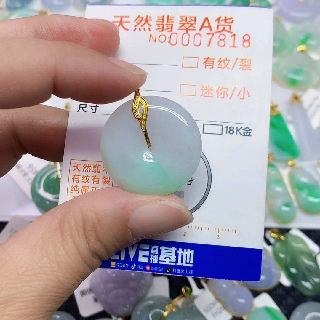 *****翡翠18K金镶嵌颈饰平安扣