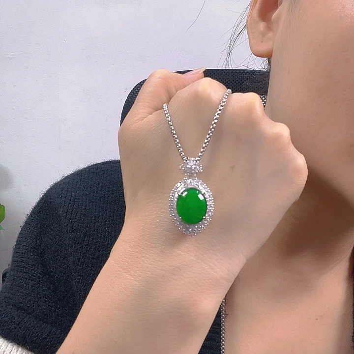 翡翠银S925镶嵌吊坠(不含链)