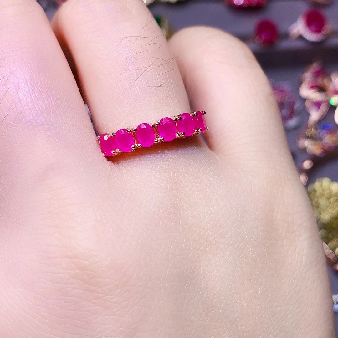 银S925镶嵌戒指红宝石