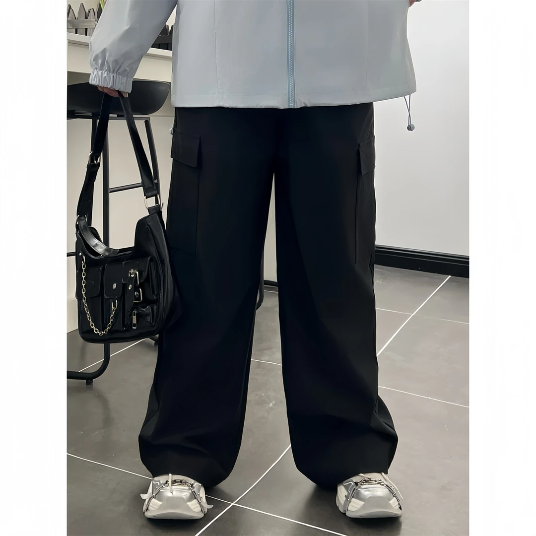 大码女装秋季花契200斤胖mm直筒高街工装美式阔腿休闲裤14616-X