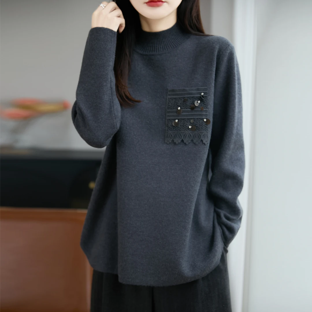 大码女装微胖mm秋冬半高领女士毛衣裙中长款连衣裙内搭针织打底衫