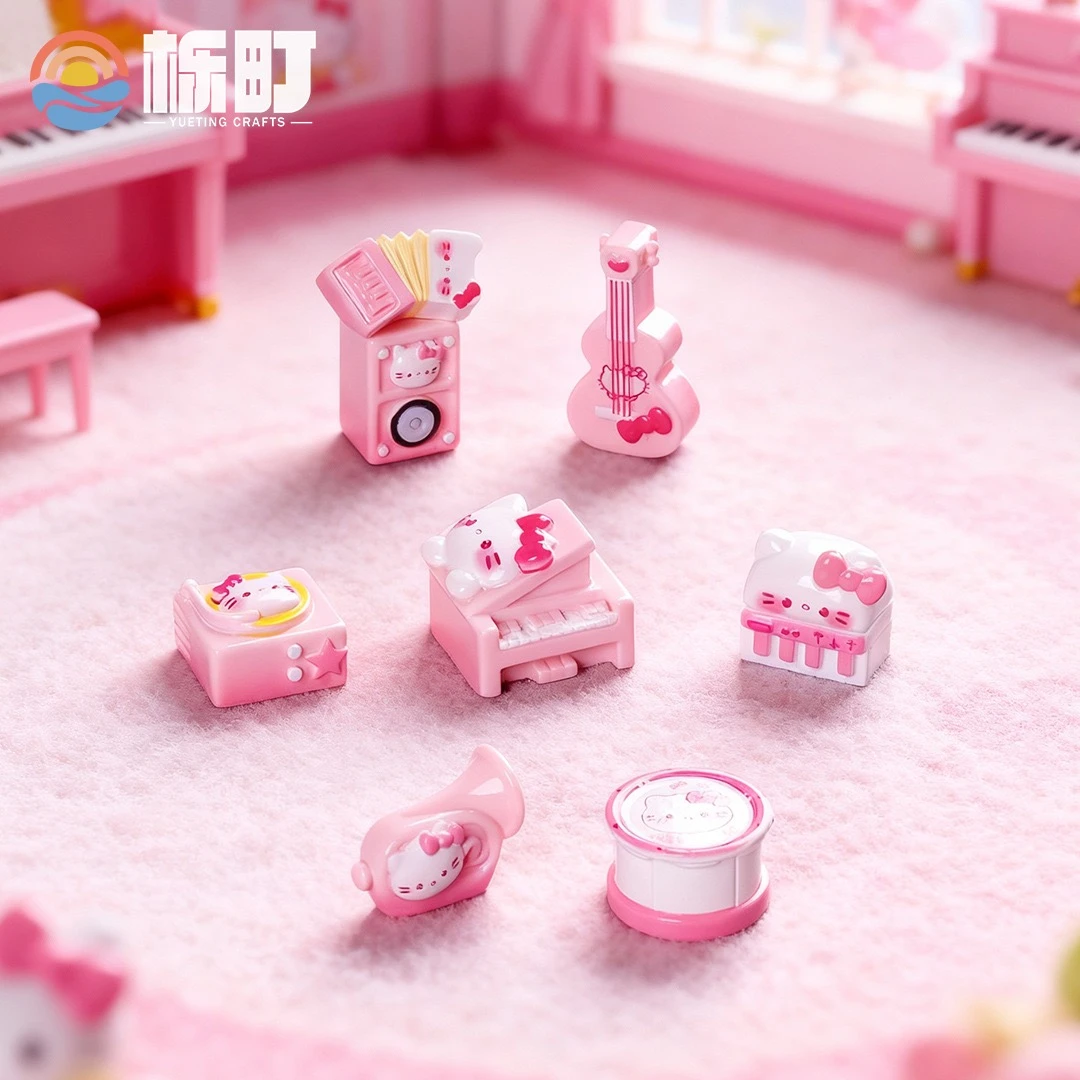 【双许愿+九宫格】仿真乐器Kitty猫动物萌粒摆件