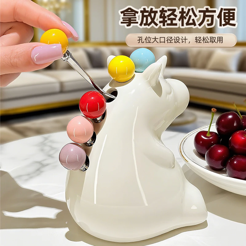 独角兽水果叉套装家用高级感甜品蛋糕小叉子儿童安全不锈钢水果签