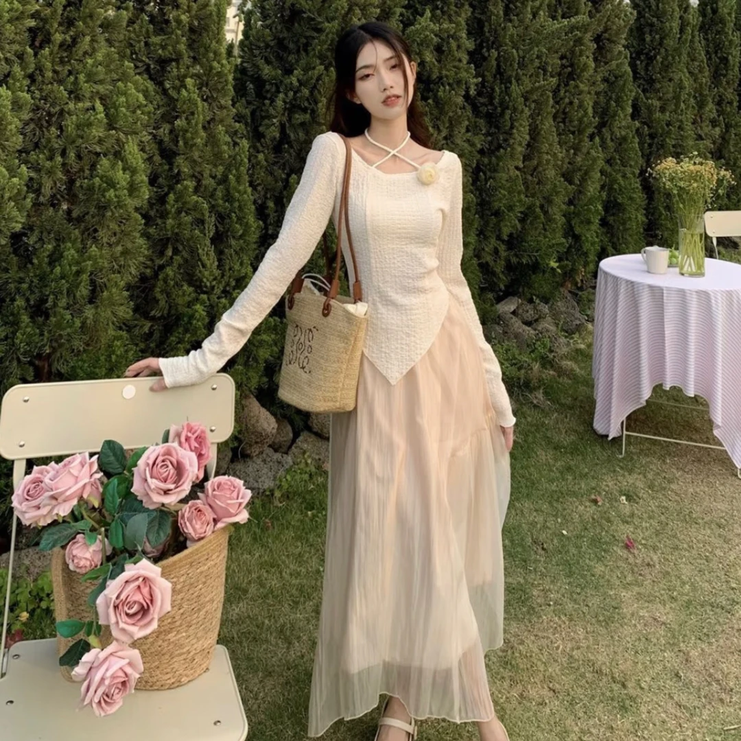 【YUNSHANG】时尚套装吊带休闲长裙辣妹连衣裙百搭上衣