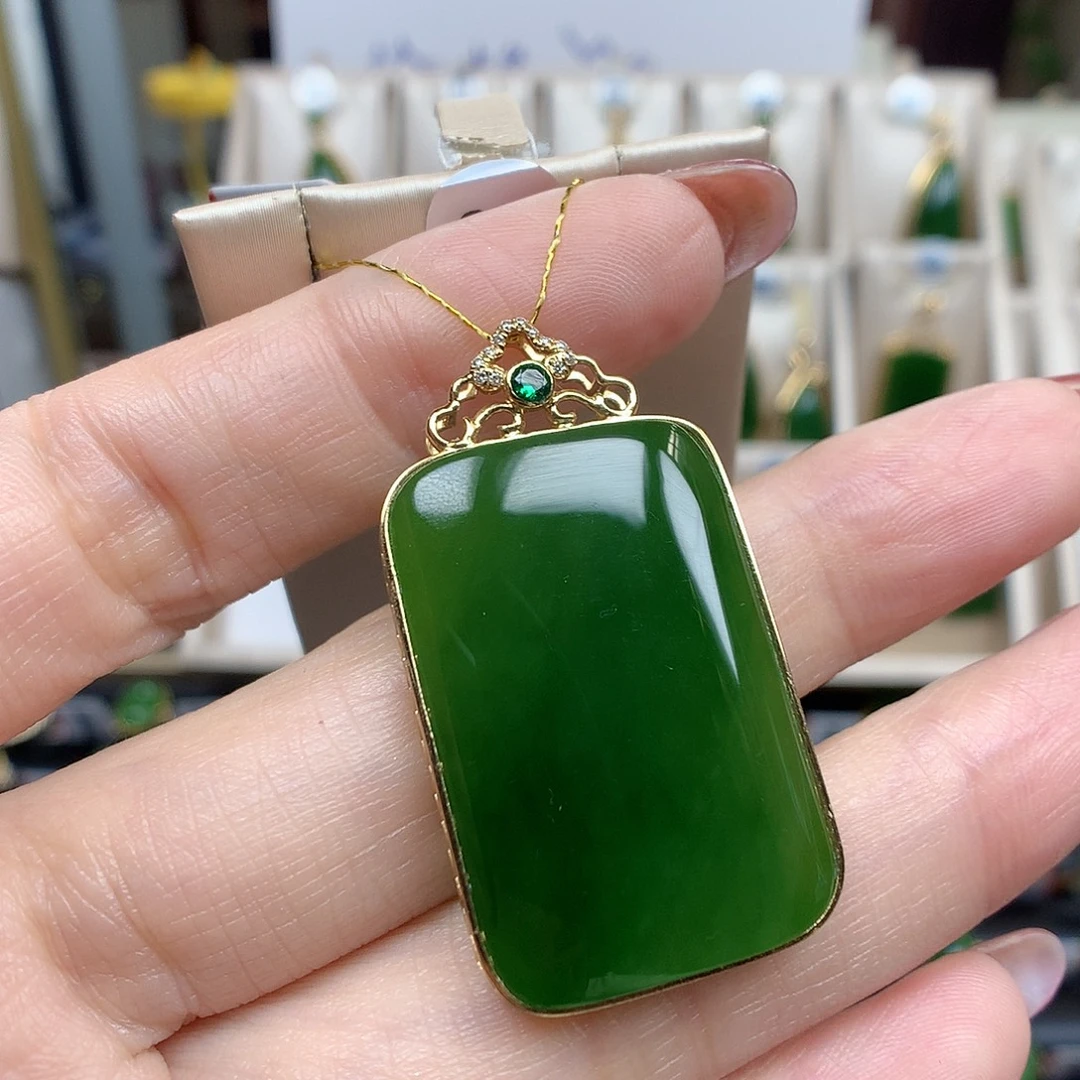 和田玉18K金镶嵌颈饰2131