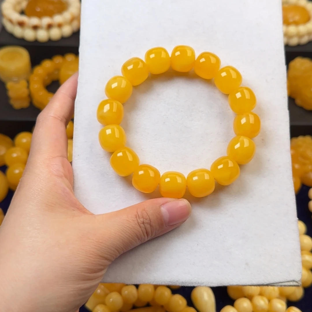 琥珀未镶嵌颈饰橘花蜡同料15