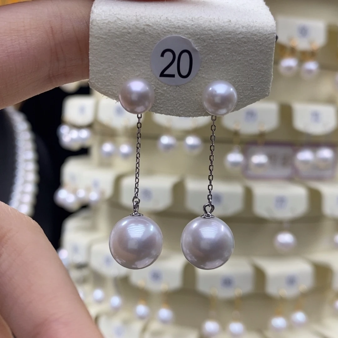 淡水珍珠银S925镶嵌耳饰