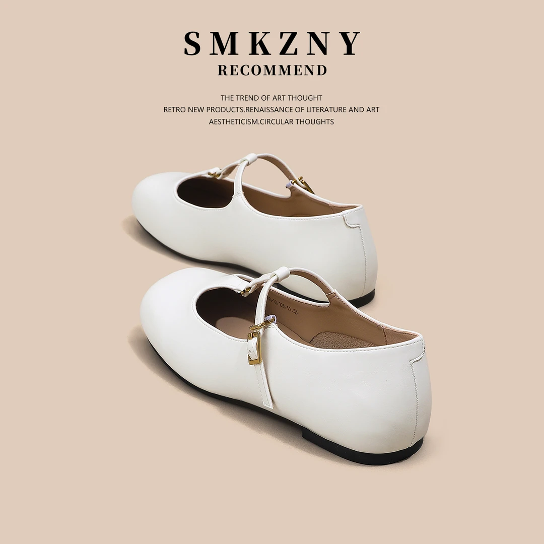 米色法式玛丽珍鞋女夏季百搭女士平底温柔晚晚风浅口单鞋-3303-3A