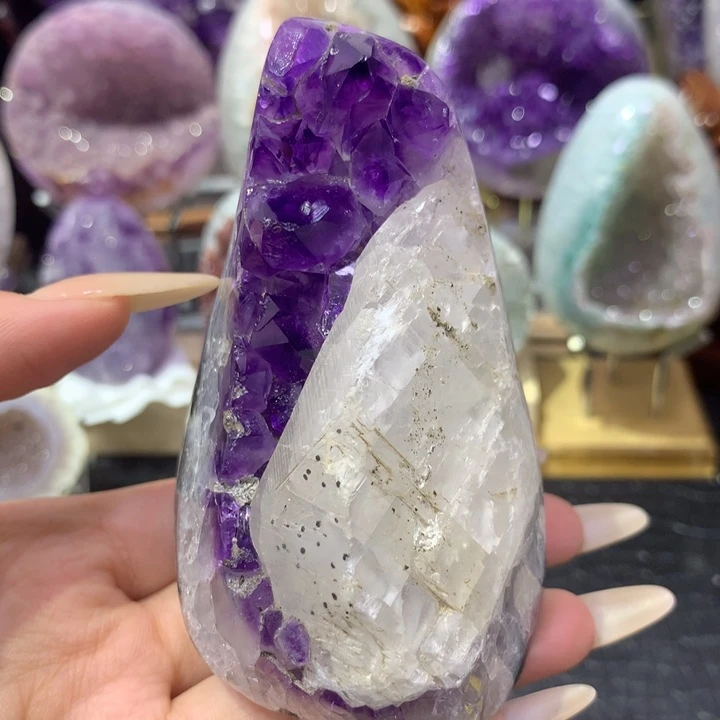 未镶嵌紫晶珠宝半成品大牙方解