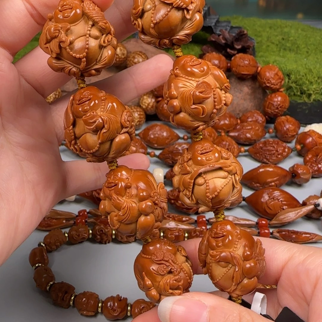 橄榄核手串/手链26大尺寸八宝弥勒立体雕刻