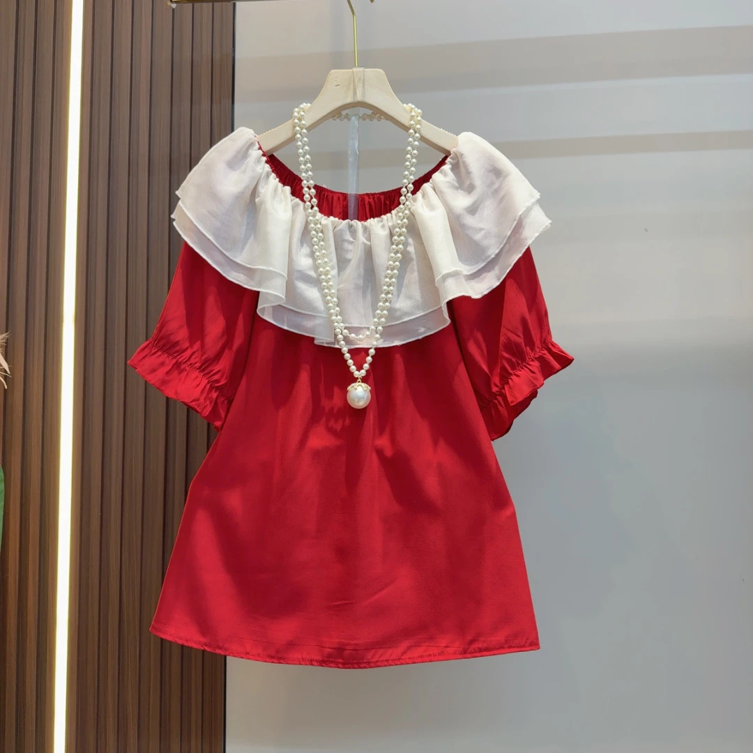 夏季新款衬衫短袖清凉透气宽松百搭一字领666