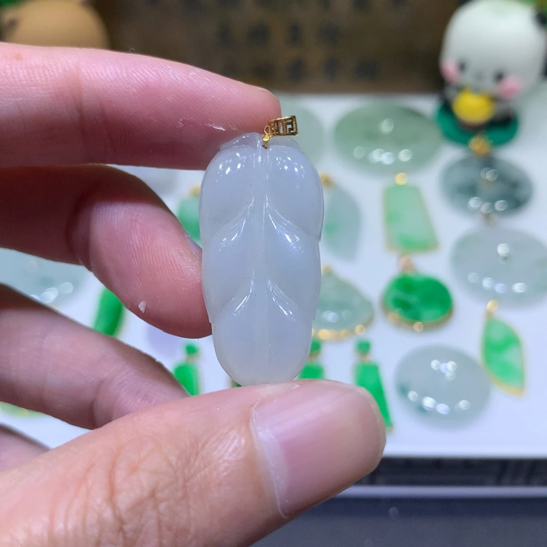 翡翠18K金镶嵌吊坠(不含链)