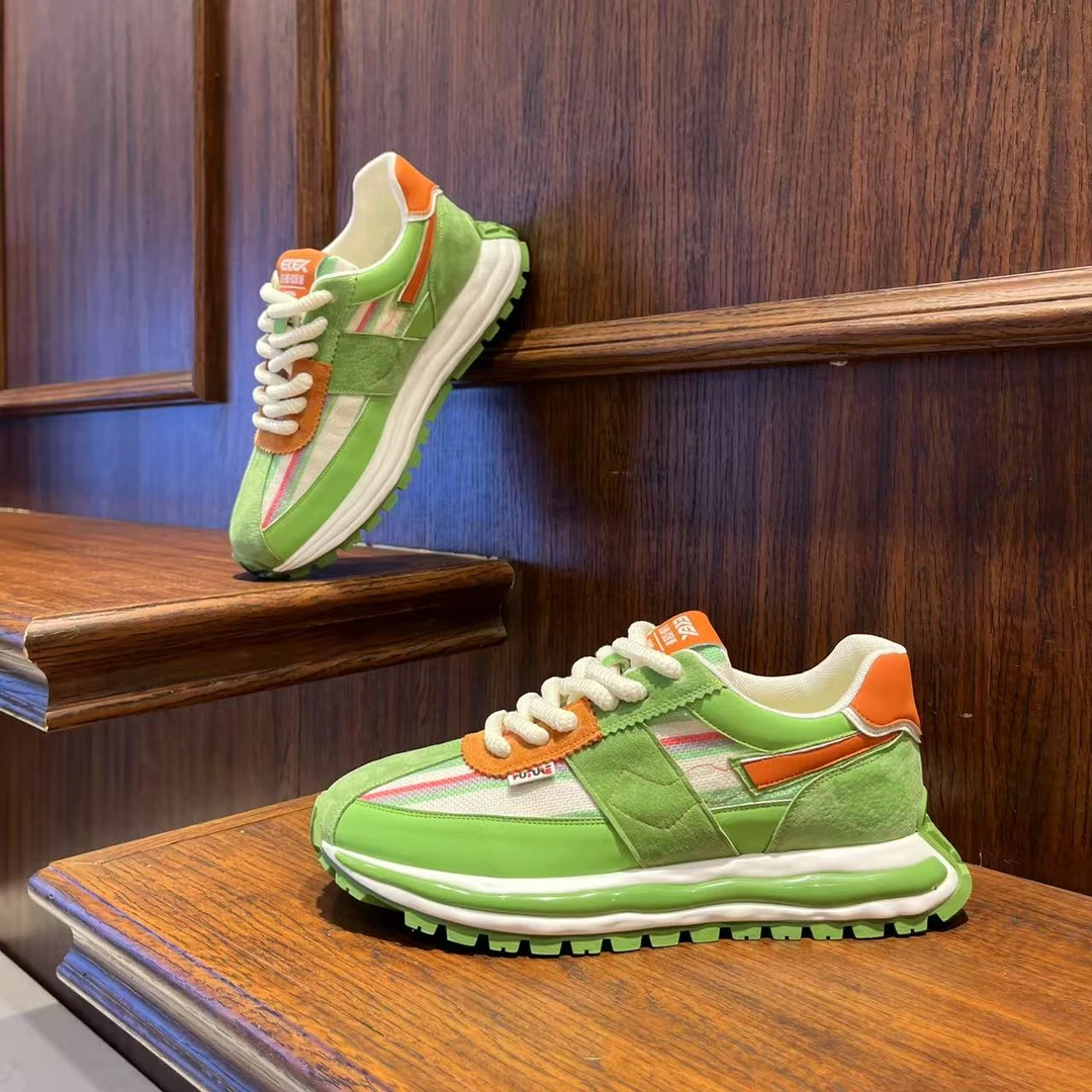 男鞋2025春季时尚小众拼接厚底休闲运动鞋增高百搭舒适男生潮鞋