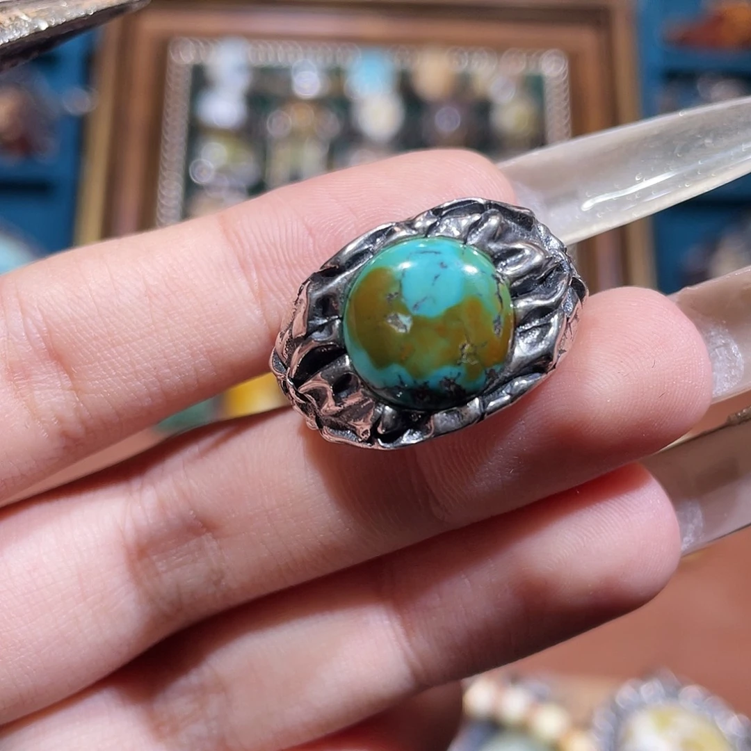 绿松石银S925镶嵌戒指