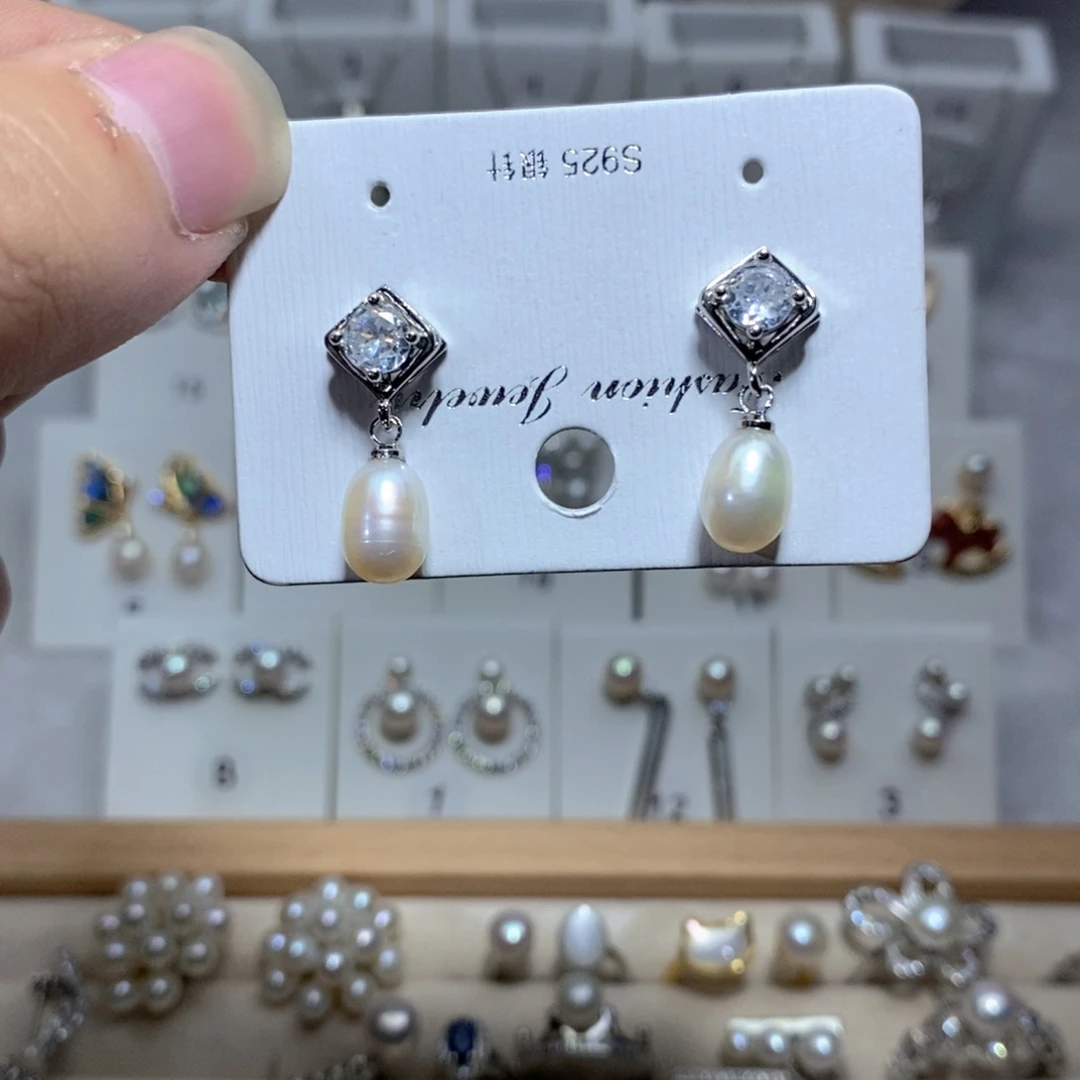 淡水珍珠耳饰银S925镶嵌