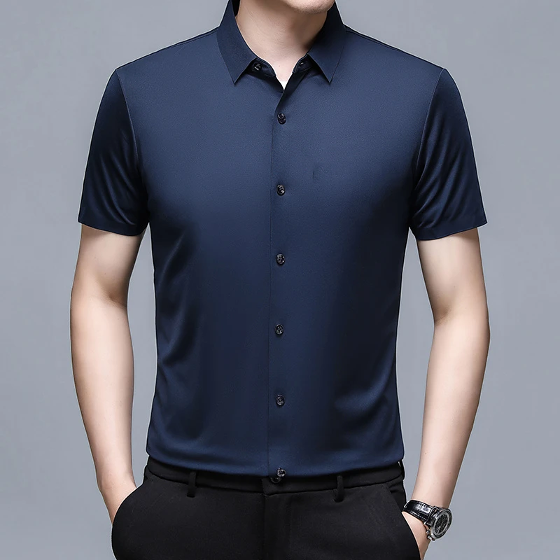 衬衫男装2025年夏季夏季纯色