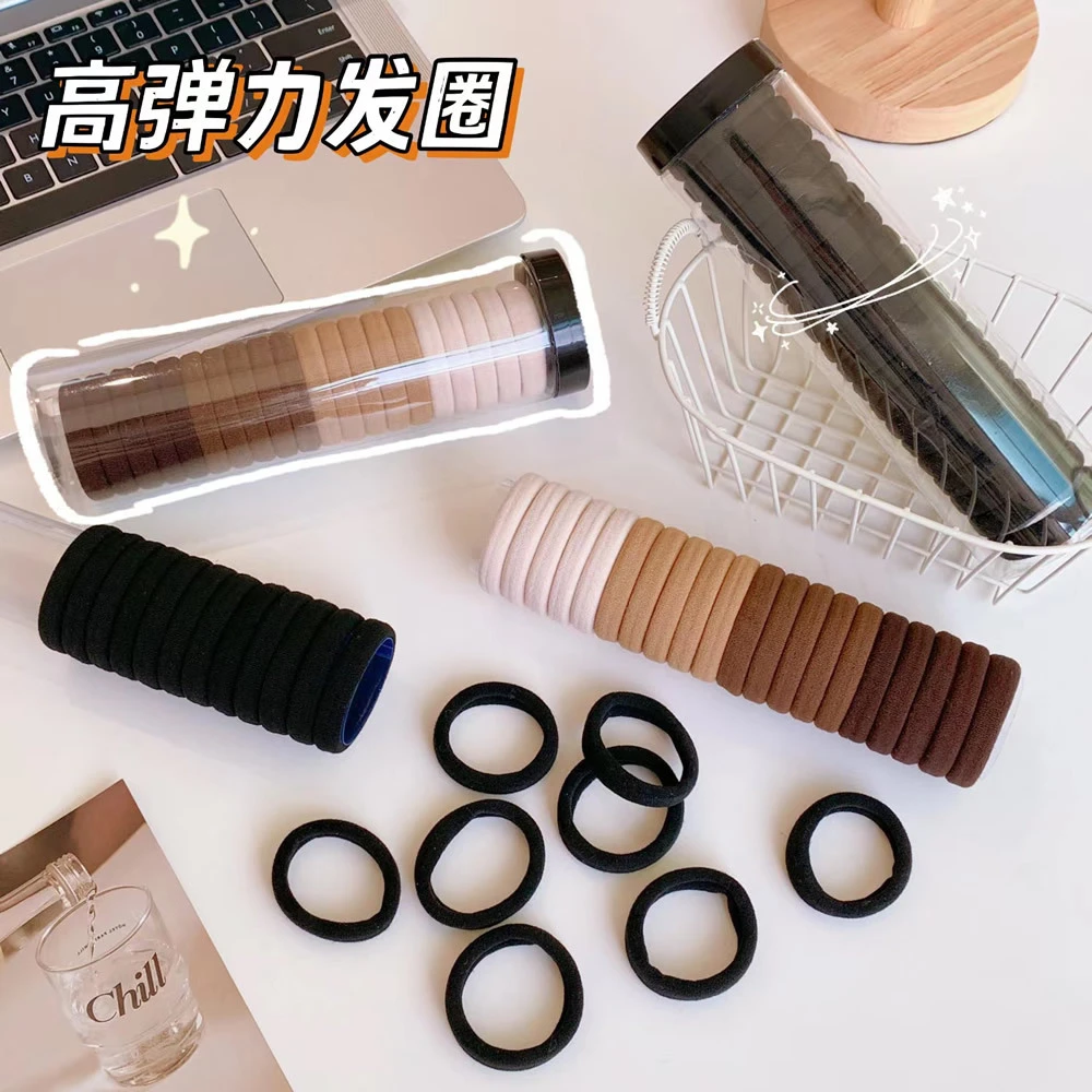 韩版高弹力发绳加粗无接缝发圈黑色橡皮筋学生扎头发头绳耐用发饰