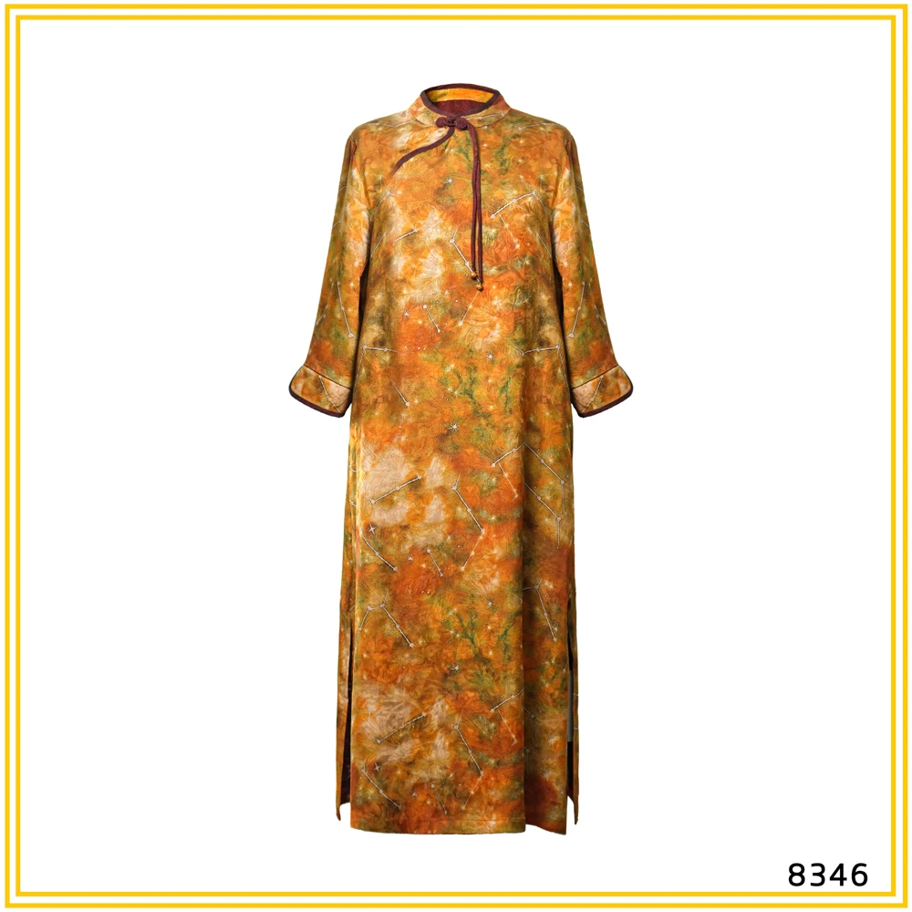 LL 2025新款桑蚕丝重磅红云纱新中式连衣裙8346