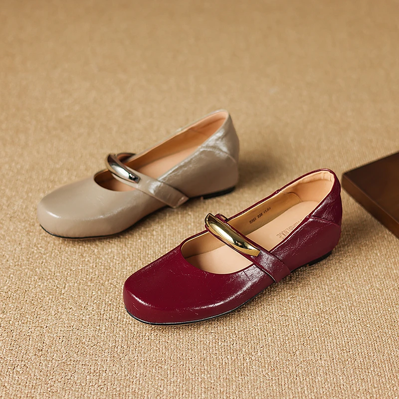 2025新款内增高玛丽珍鞋平底新款软底软面牛皮女鞋8701