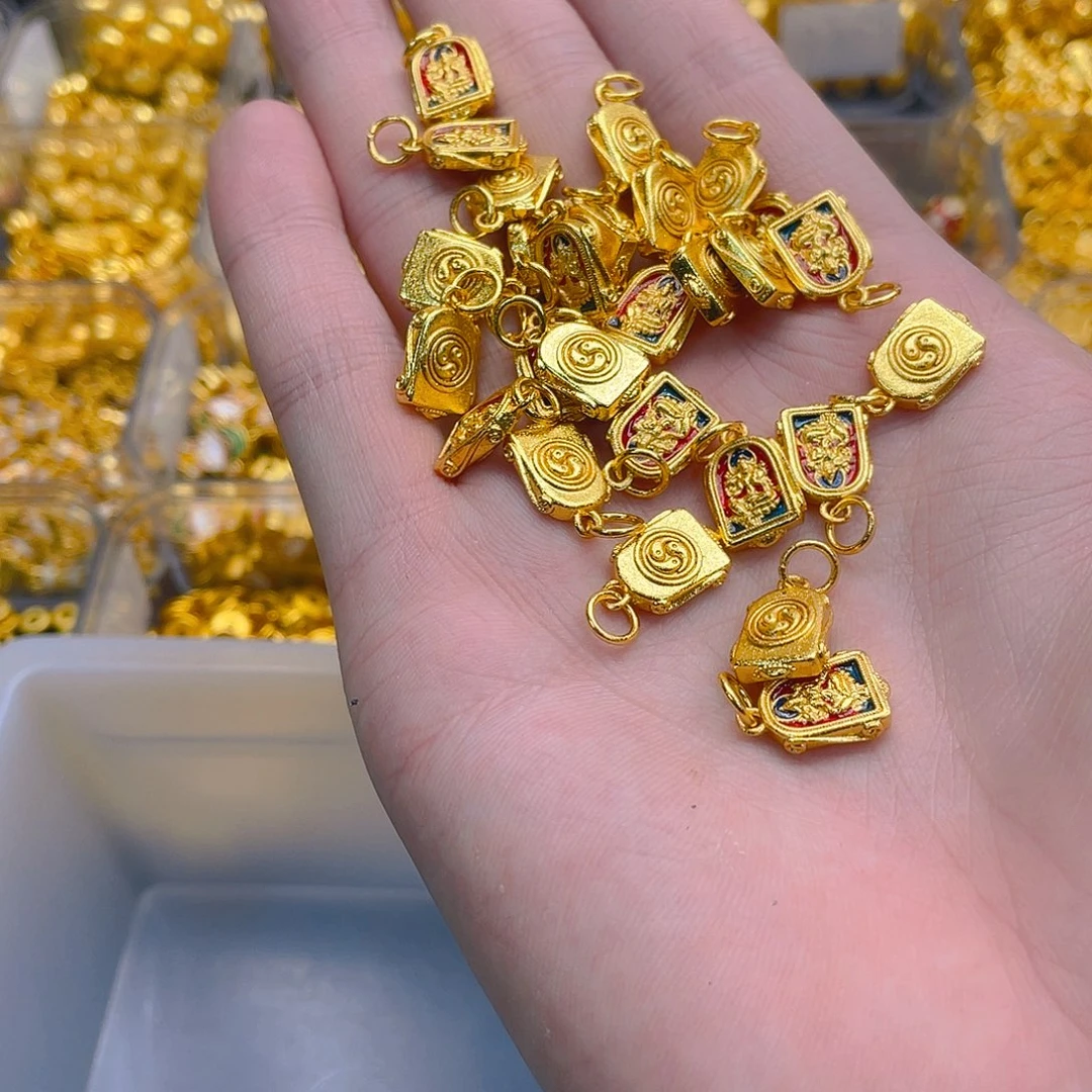 锆石铜合金珐琅彩黄财神方牌2个