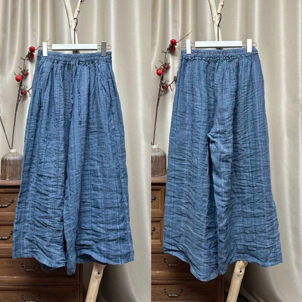 711汉麻色织造型重工百搭阔腿裤（裤长92臀围140）