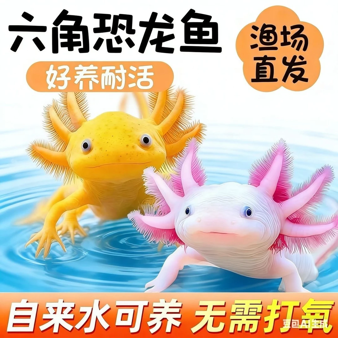 六角恐龙鱼冷水鱼蝾螈淡水好养观赏鱼宠物活体自来水可养易活