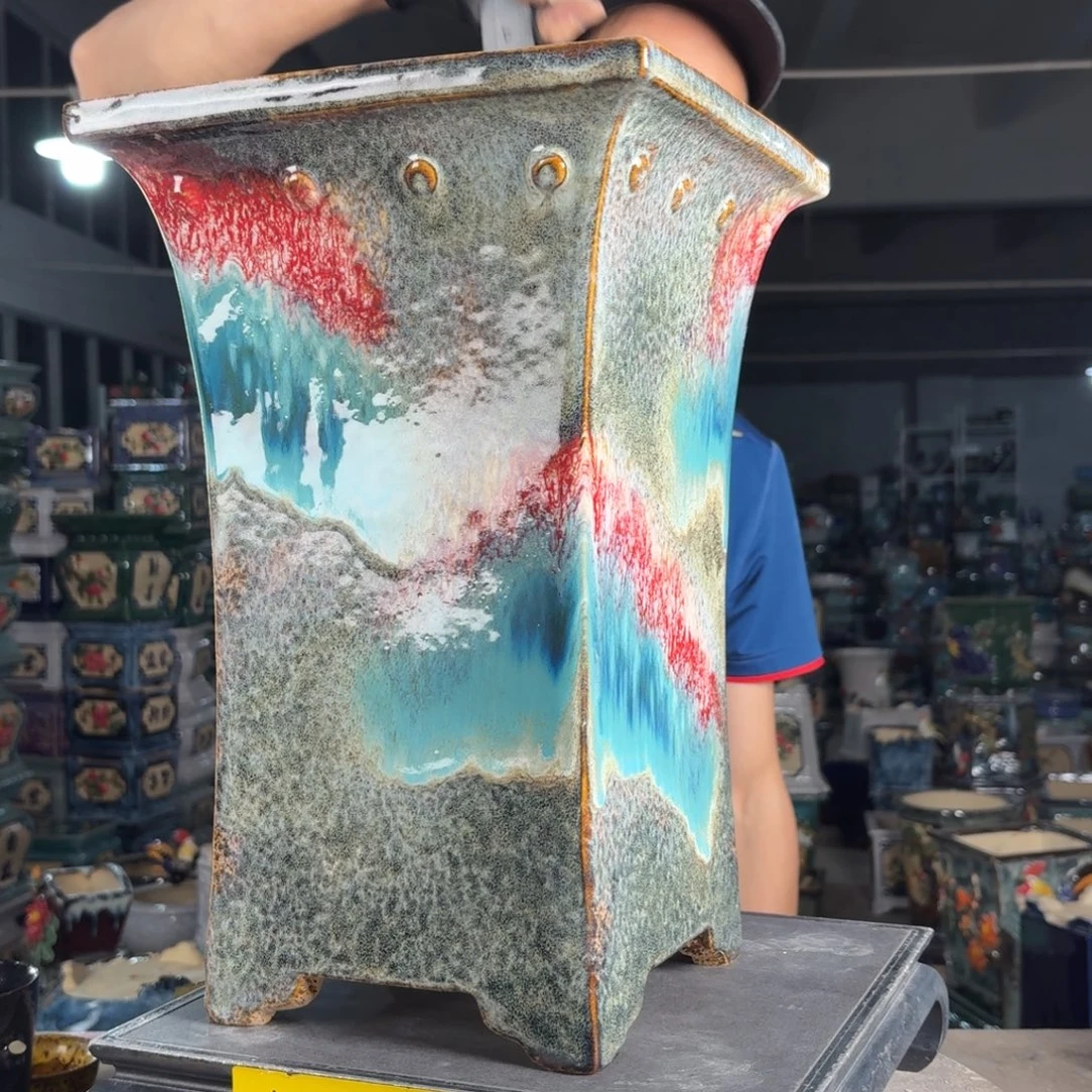 一风堂石湾花盆 内22高40釉裂气孔