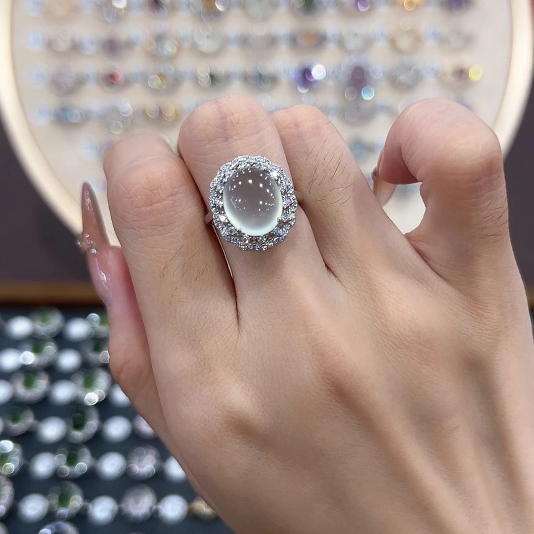 蛇纹石玉银S925镶嵌戒指尹*.